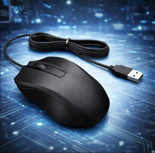 Mouse Usb Com Fio Preto Óptico 1600 Dpi Alta Precisão Design Ergonômico Confortável